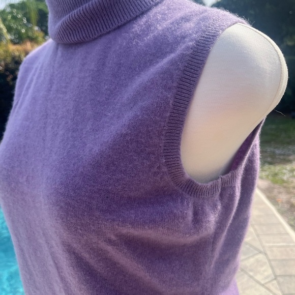 Cashmere Purple Turtleneck sleeveless Sweater medium-large - Picture 3 of 8